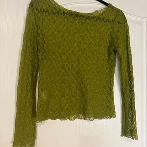 Green Lace Long Sleeve Top